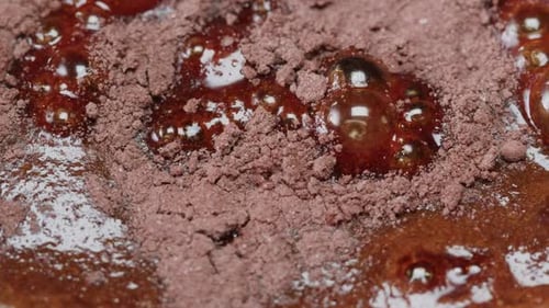 Close Up of Boiling Sugar with Bubbles Turns Into Caramel Caramelization Chef Cooking Dessert in