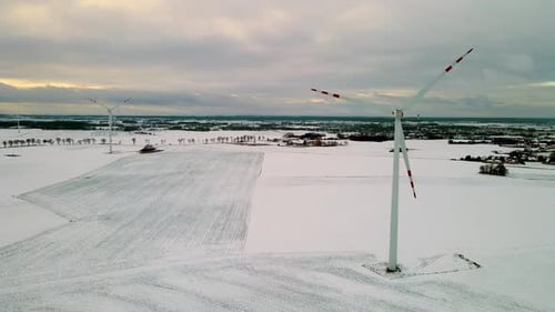 Aerial View Wind Turbines Farm Generating Green Energy Environmental Modern Technology Ecology