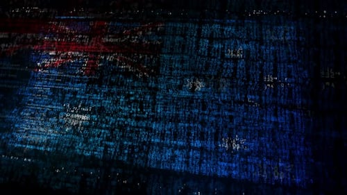 Australia flag waving with security code