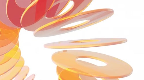 Abstract background orange gradient glass effect, 3D holographic glass circle shapes