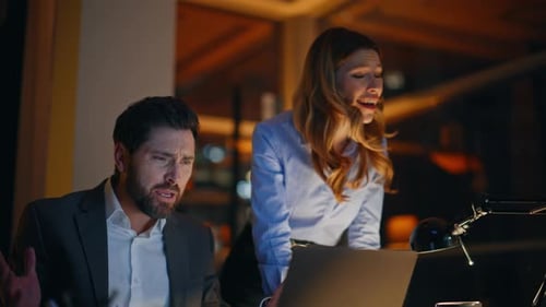 Colleagues Quarrelling Virtual Meeting Complaining on Problem in Office Closeup