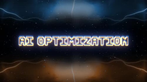 KI-Optimierungs-Neontext mit Hintergrund im Retro-Stil