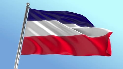 Blue White Red Horizontal Striped Flag Waving Loop