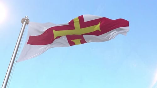 Guernsey Flag Waving In The Sky