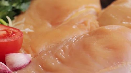 Raw Chicken Meat on Plate Closeup Preparing Raw Food for Cooking Grilled Chicken Duck Turkey Kebab