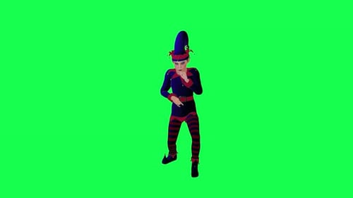 4K rendered elf singing a song in party opposite angle green screen