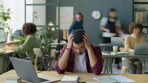 Timelapse of Stressed Businessman at Office Workplace