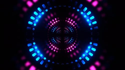 Blue And Pink Ring Flashing Led Panels In The Infinite Fantasy Tunnel Background Vj Loop In 4K