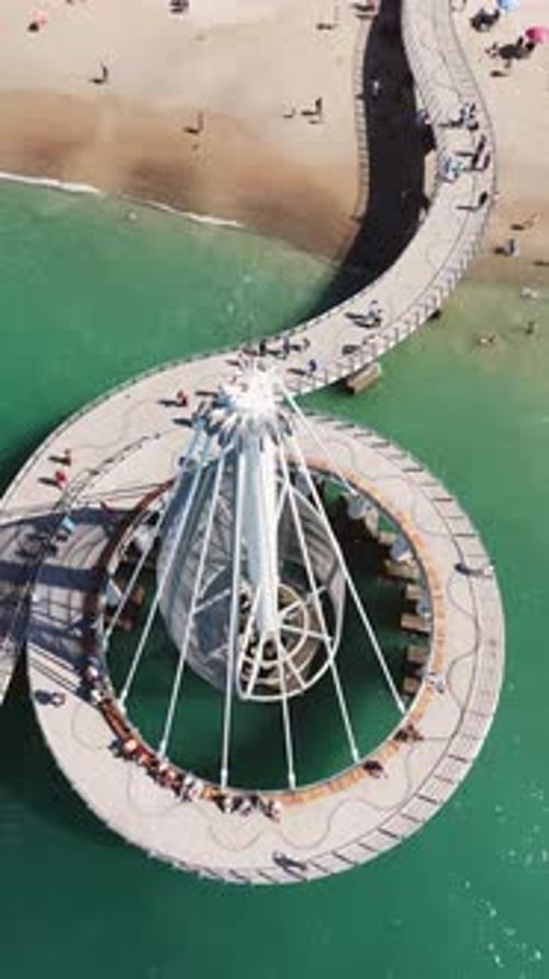 Puerto Vallarta Pier, Rocket Mode Shot. Mexico. Vertical Video