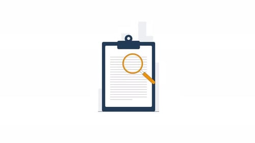 Flat Design Animation of Magnifying Glass Searching a Document