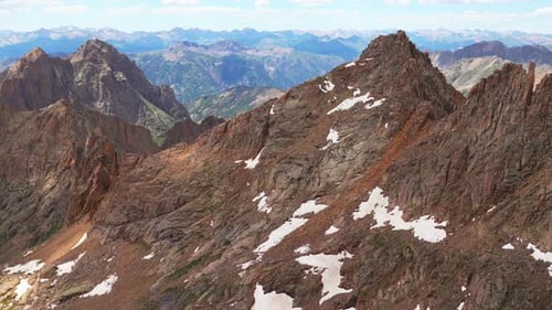 Vue sur Sunlight Spire : sommet du sommet, Windom Peak, Mount Eulos, North Twin Lakes Trail, Colorado