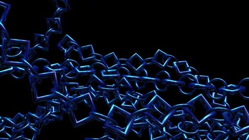 Animated Blue Futuristic Chains Abstract Background Loop