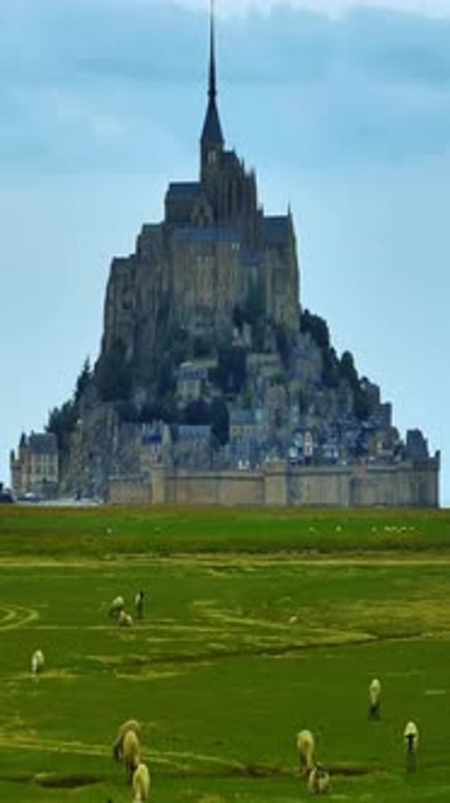 Aerial View of Amazing Mont Saint Michel Castle Fly Over Mont SaintMichel One of Europe's Most