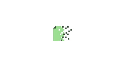 Pixelated Document Icon Disintegration Reveal Animation