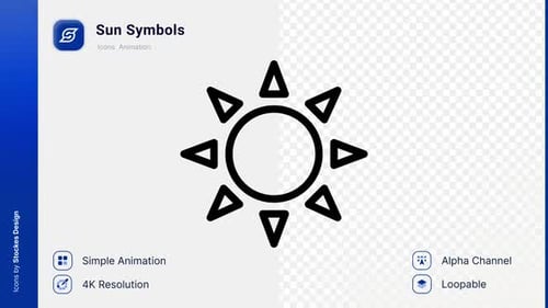 Minimalist Sun Icon Animation With Spinning Rays