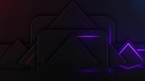 Formas geométricas abstractas con reflejos de neón