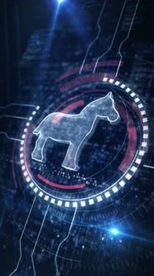 Trojan alert cyber attack symbol digital concept vertical loop