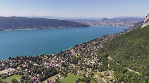 Bird's-eye view of Lake Annecy, a popular destination near Annecy, France