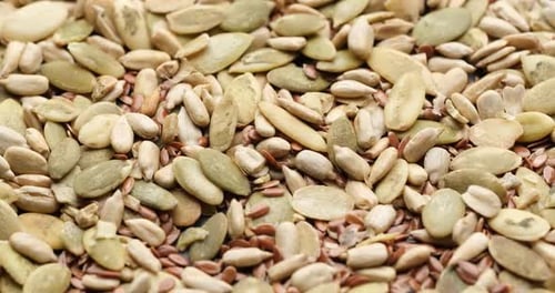 Cereal Mix of Flax Seeds Sesame Sunflower and Pumpkin Seeds Close Up
