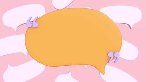 3D animierte Sprechblase mit Anführungszeichen.