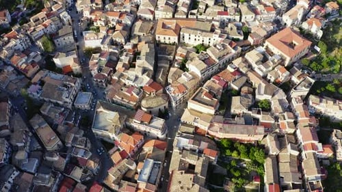 Beautiful Medieval Italian City in the Mountain Aerial