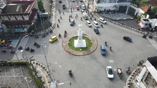 Luftaufnahme von Tugu Jogja oder Yogyakarta Monument, Indonesien.