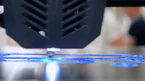 3D Printer Printing Prototype Molten Plastic Process Creating Model 3D Printer