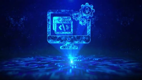 Software Development Text with HUD Rotation Digital Technology Interface Sci Fi Hologram Cyberspace