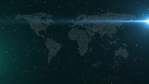 Animated Digital World Map Network Title