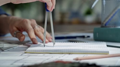 Precise Geometric Drawing Using a Drafting Compass in Design