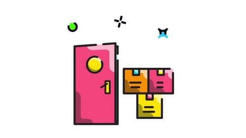Animated Delivery Packages Arriving At Door Flat Design