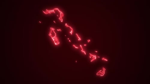 Red Neon Glowing Map Outline Animation