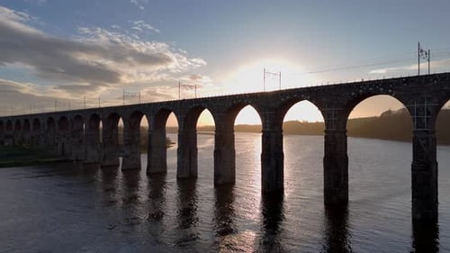 Aerial view of the Royal Border Bridge, United Kingdom.