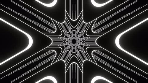 White Neon Line Caleidoscope Background Vj Loop In 4K