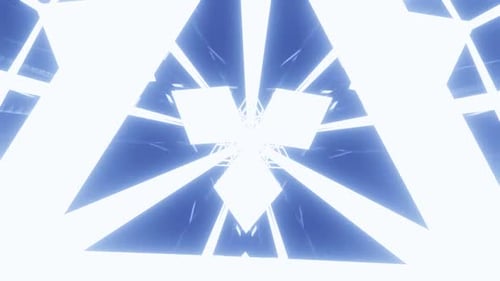 Blauer Sci-Fi-Tunnel, gedrehter VJ-Loop-Hintergrund mit Donner-Neon-Dreieck, HD