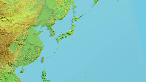 Animated Topographic Map Zooming into Japan