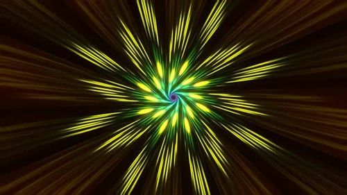 Abstract Multicolor Rotating Tunnel in the Form of Rays Arrows and Spirals on Black Background