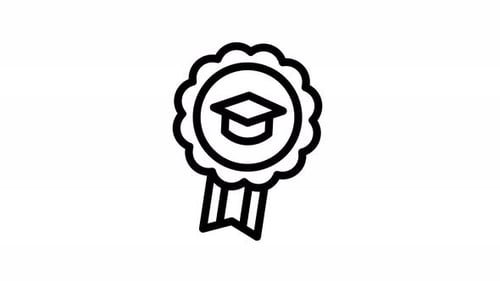 Animated Graduation Cap Award Icon Line Art