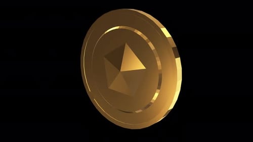 Abstract 3D animation gold coin rotating loop