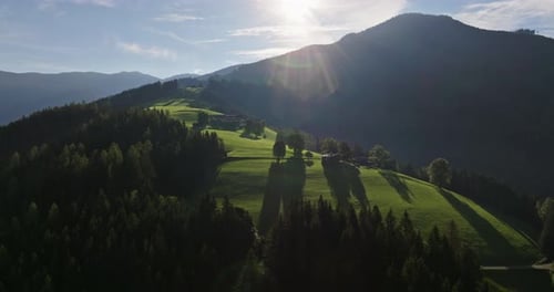Drone Journey Over Lush Green Hill