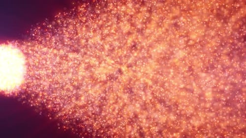 Animación de partículas abstractas brillantes de purpurina. Vuelo de puntos emisores de luz brillante
y partículas