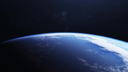 Rotating Earth from Space with Dynamic Clouds and Stars