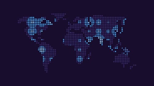 Global Network Connection Map Animation with Glowing Dots