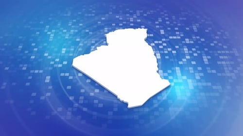 Digital 3D Algeria Map Outline Reveal and Rotation