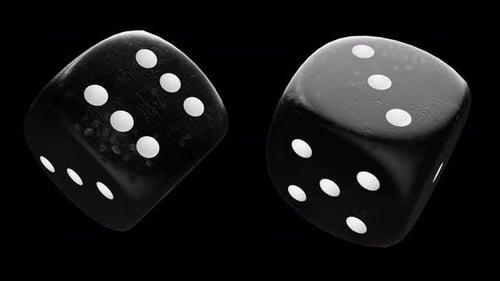 Black Dice Rotate In A Seamless Loop With Alpha Channel