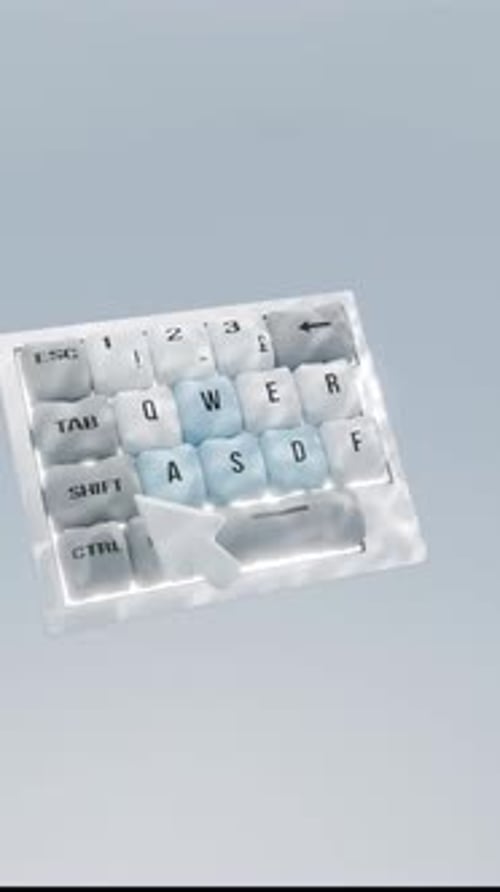Representación 3D de una animación de teclado en tela
