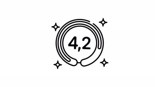 line art animation of Rating of 42 surrounded by stars.