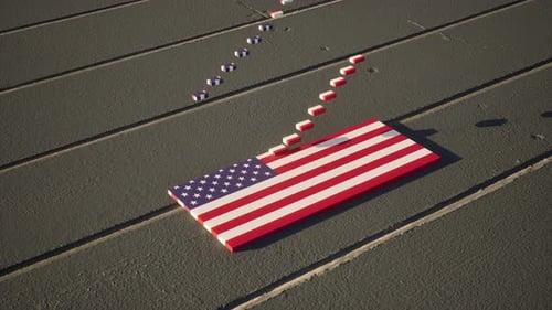 Geometric American Flag Block Reveal Animation