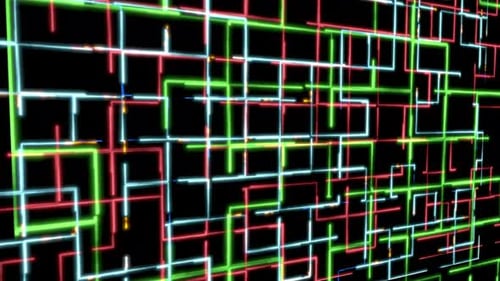 Animated Futuristic Digital Grid with Glowing Lines