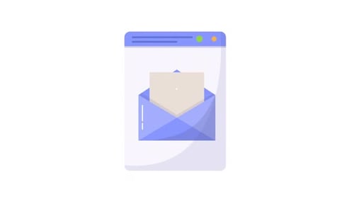 Animated Email Message in Flat Design Web Browser Window